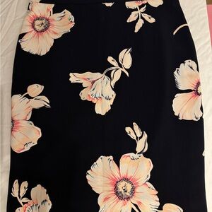 Ann Taylor Navy Floral Pencil Skirt